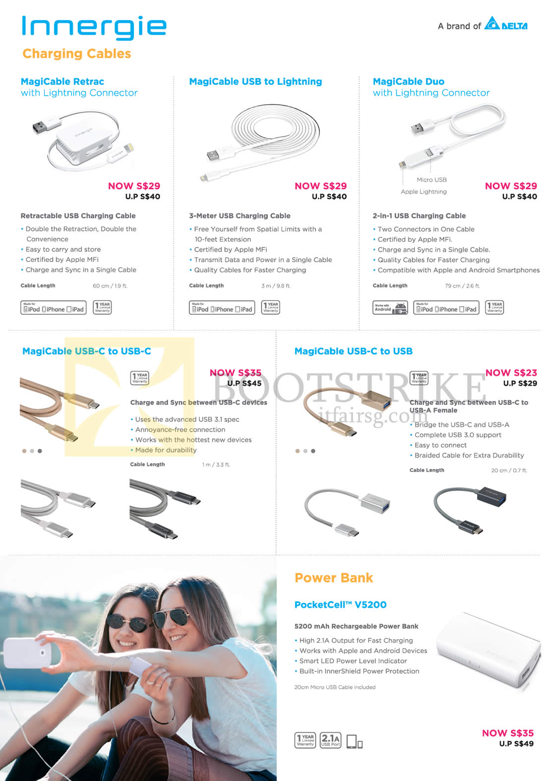 PC SHOW 2016 price list image brochure of Nubox Innergie Charging Cables, MagiCable Retrac, USB To Lightning, Duo, USB-C To USB-C, USB-C To USB, Power Bank PocketCell V5200