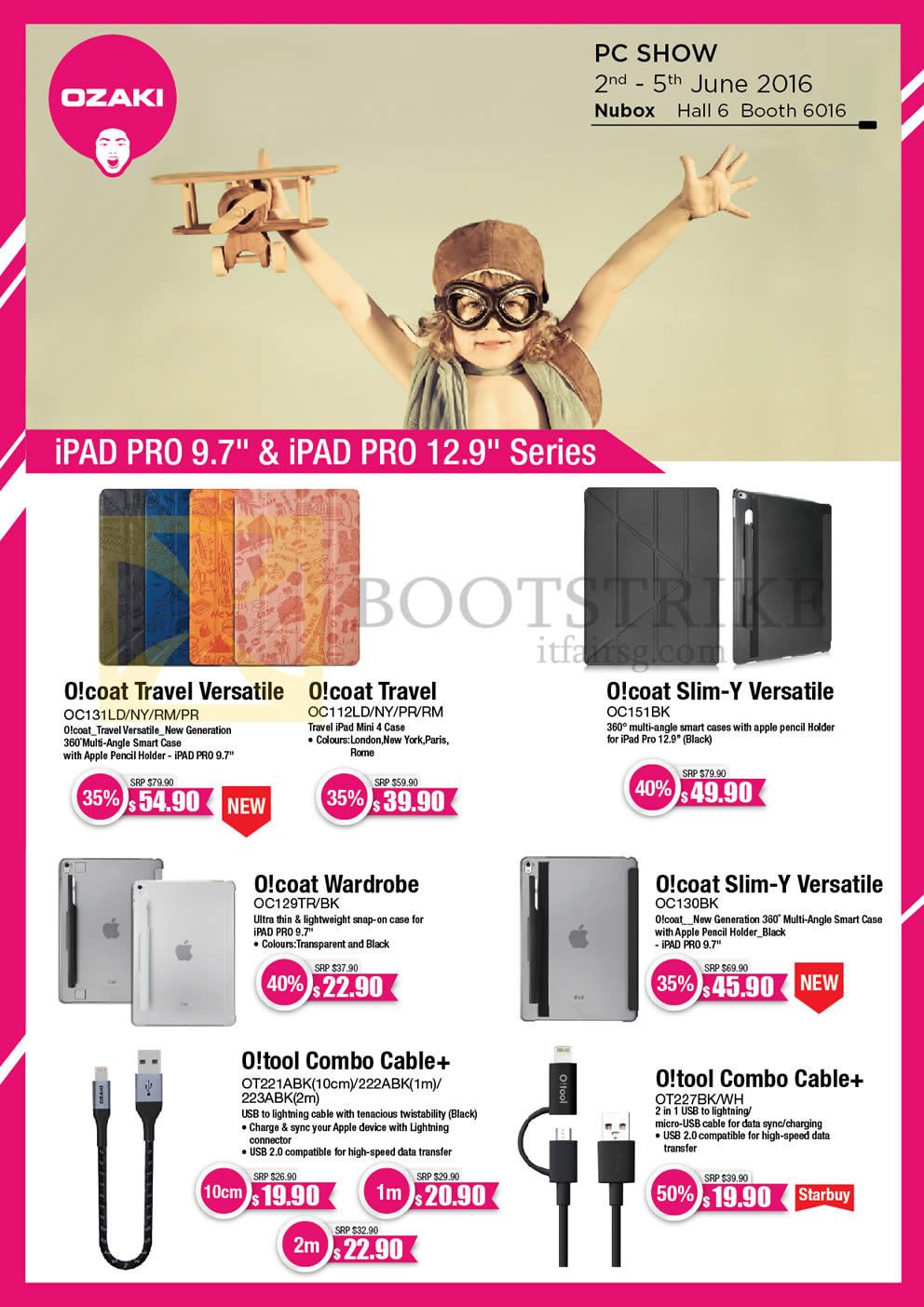 PC SHOW 2016 price list image brochure of Nubox Ozaki IPad Cases, O Coat, O Tool, USB To Lightning Cable