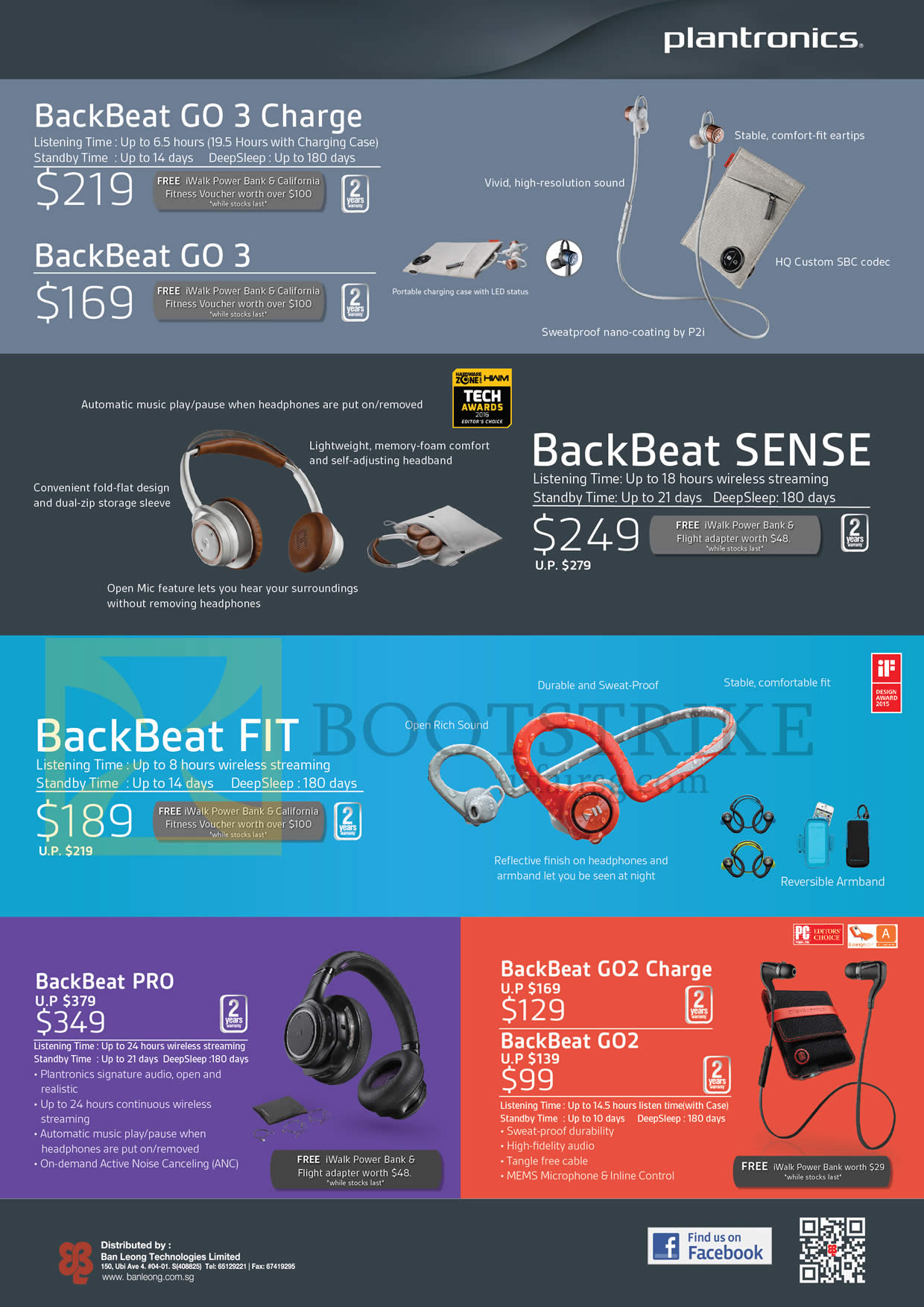 PC SHOW 2016 price list image brochure of Plantronics Headphones, Earphones Backbeat Go 3, Charge, Sense, Fit, Pro, Go 2, Go 2 Charge