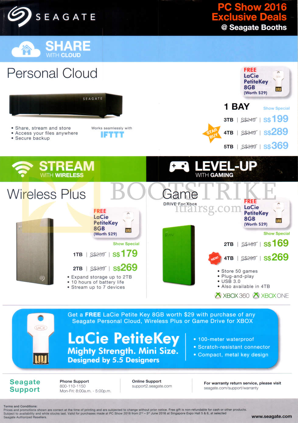 PC SHOW 2016 price list image brochure of Seagate Storage Solutions Personal Cloud, Wireless Plus, Game, 1TB, 2Tb, 3TB, 4B, 5TB