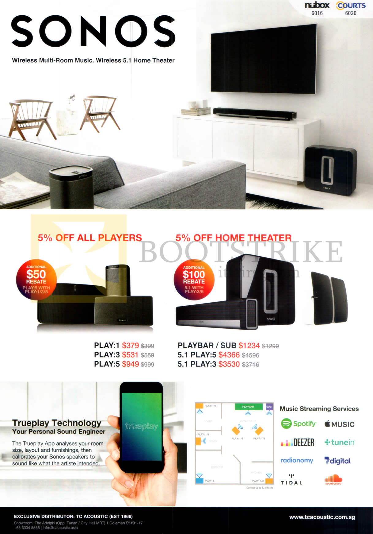 PC SHOW 2016 price list image brochure of Sonos TC Acoustic Speakers, Home Theatre Systems, Play 1, 3, 5