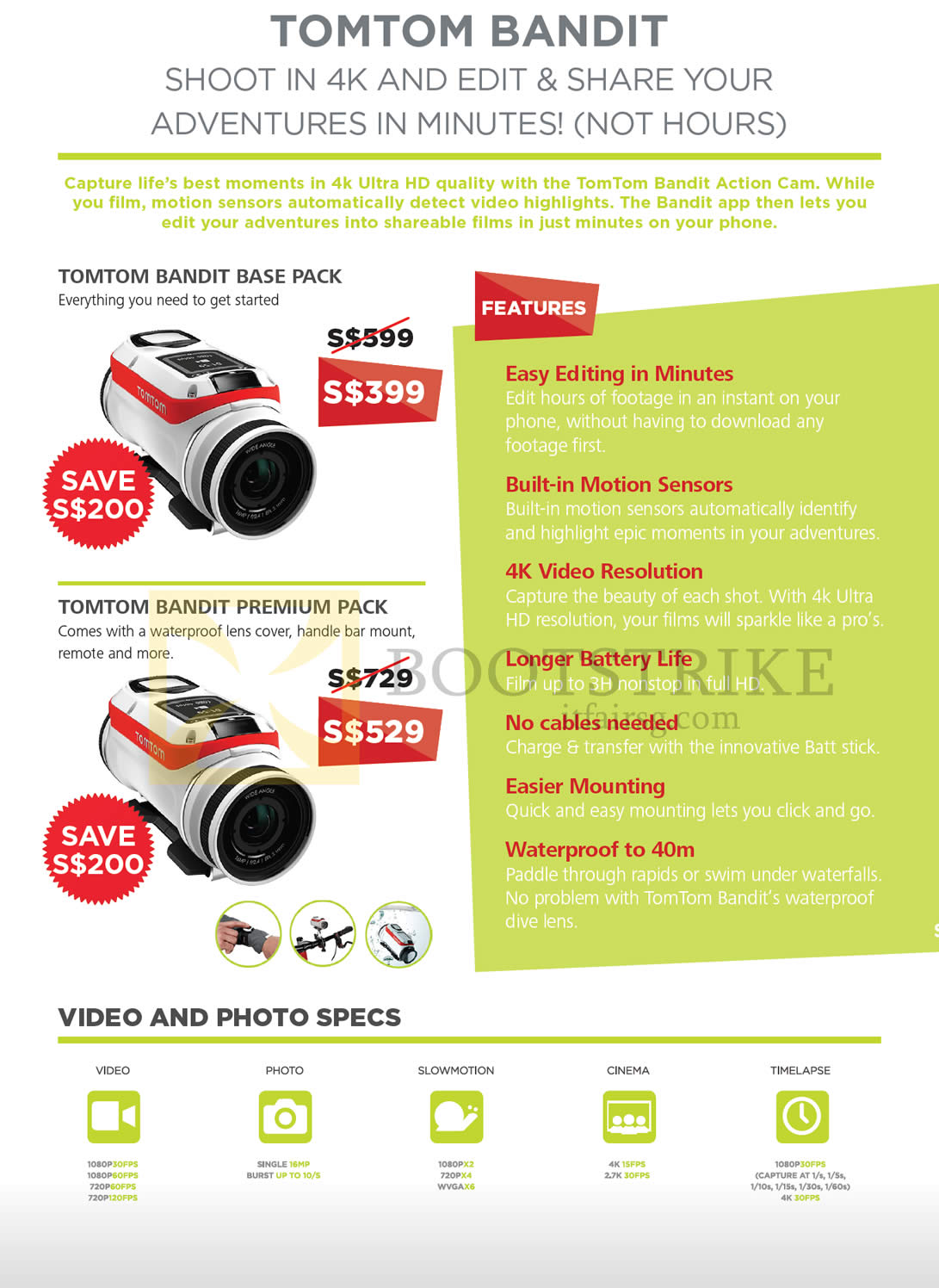 PC SHOW 2016 price list image brochure of TomTom Bandit Action Cam Base Pack, Tomtom Bandit Premium Pack