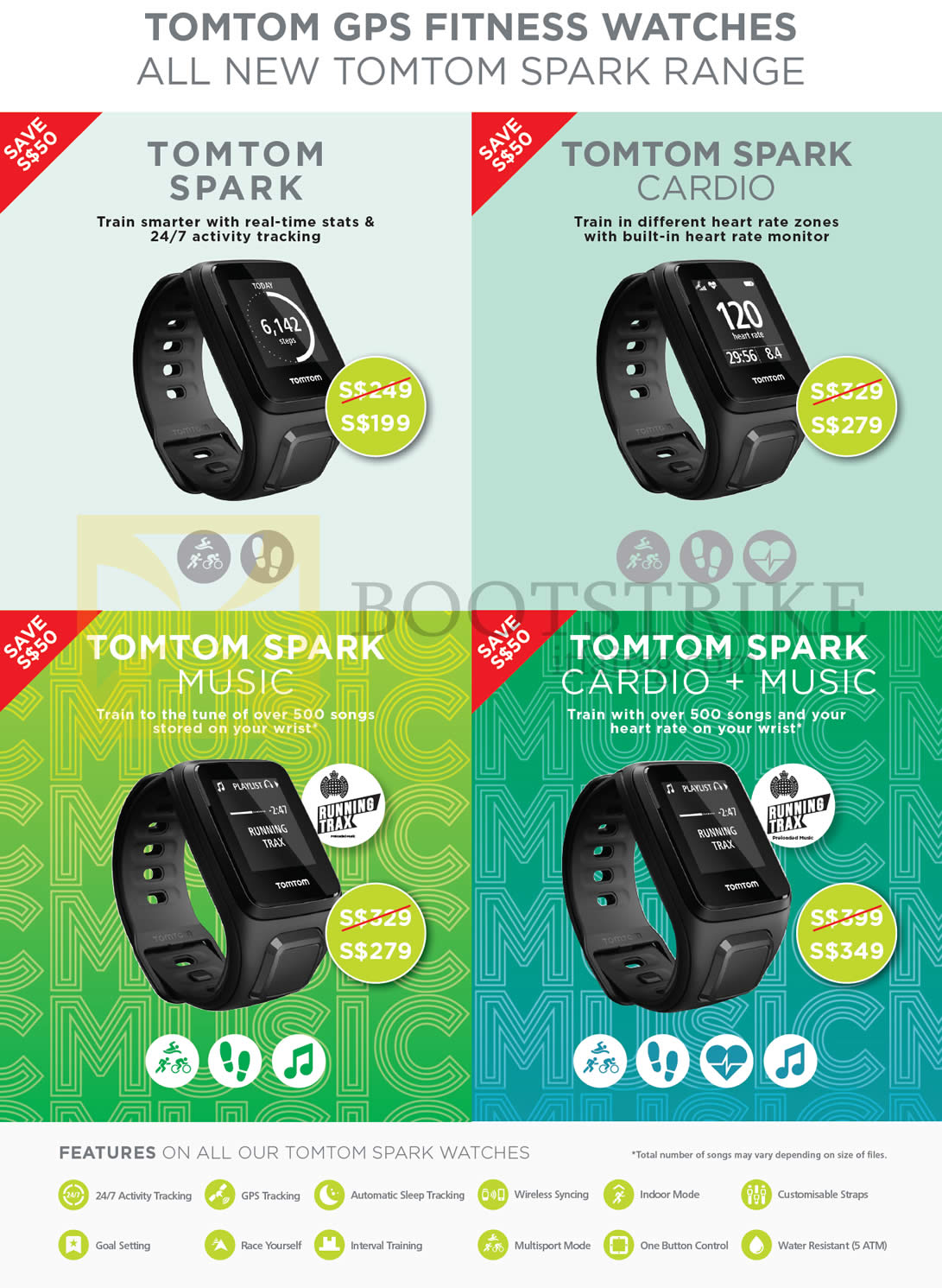 PC SHOW 2016 price list image brochure of TomTom GPS Fitness Watches, Spark, Spark Cardio, Spark Music, Spark Cardio N Music