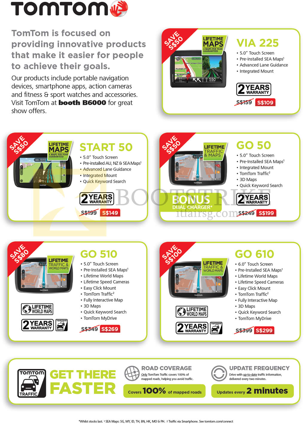 PC SHOW 2016 price list image brochure of TomTom GPS Navigators, VIA 225, GO 50, START 50, GO 510, GO 610