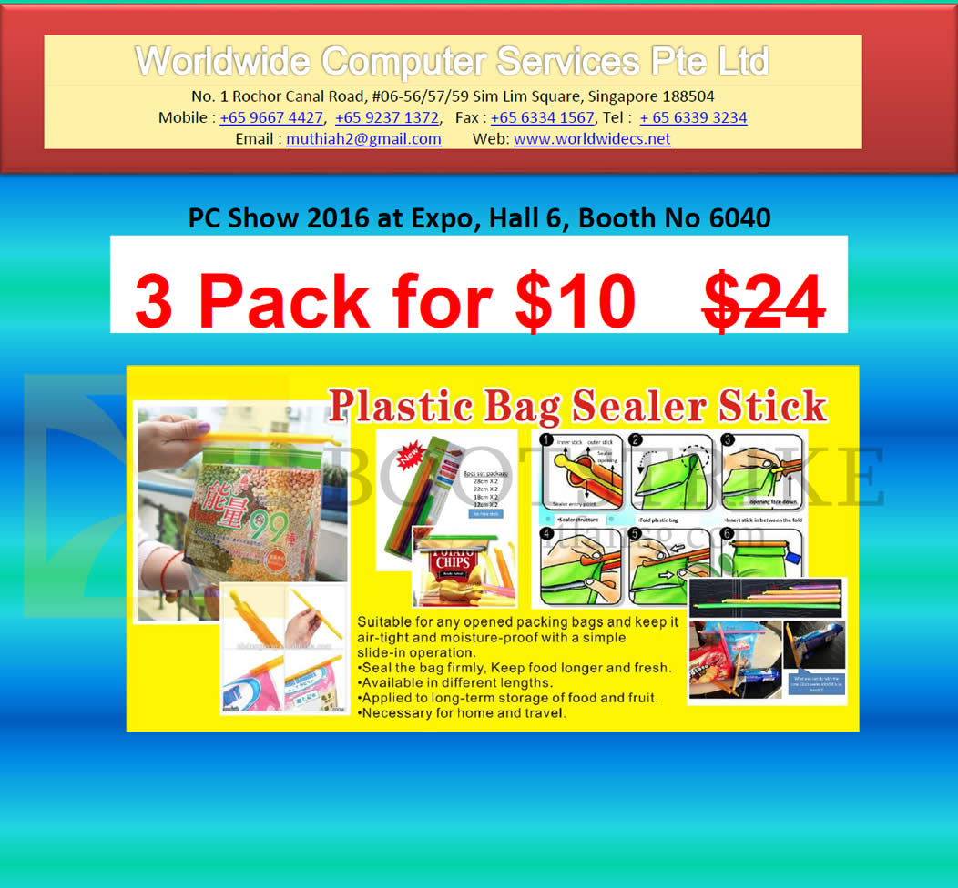 PC SHOW 2016 price list image brochure of Worldwide Computer Services Plastic Bag Sealer Stick