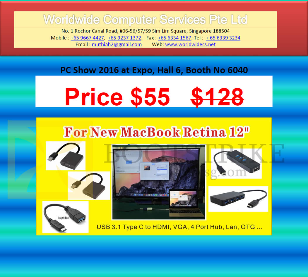 PC SHOW 2016 price list image brochure of Worldwide Computer Services USB Type C To HDMI
