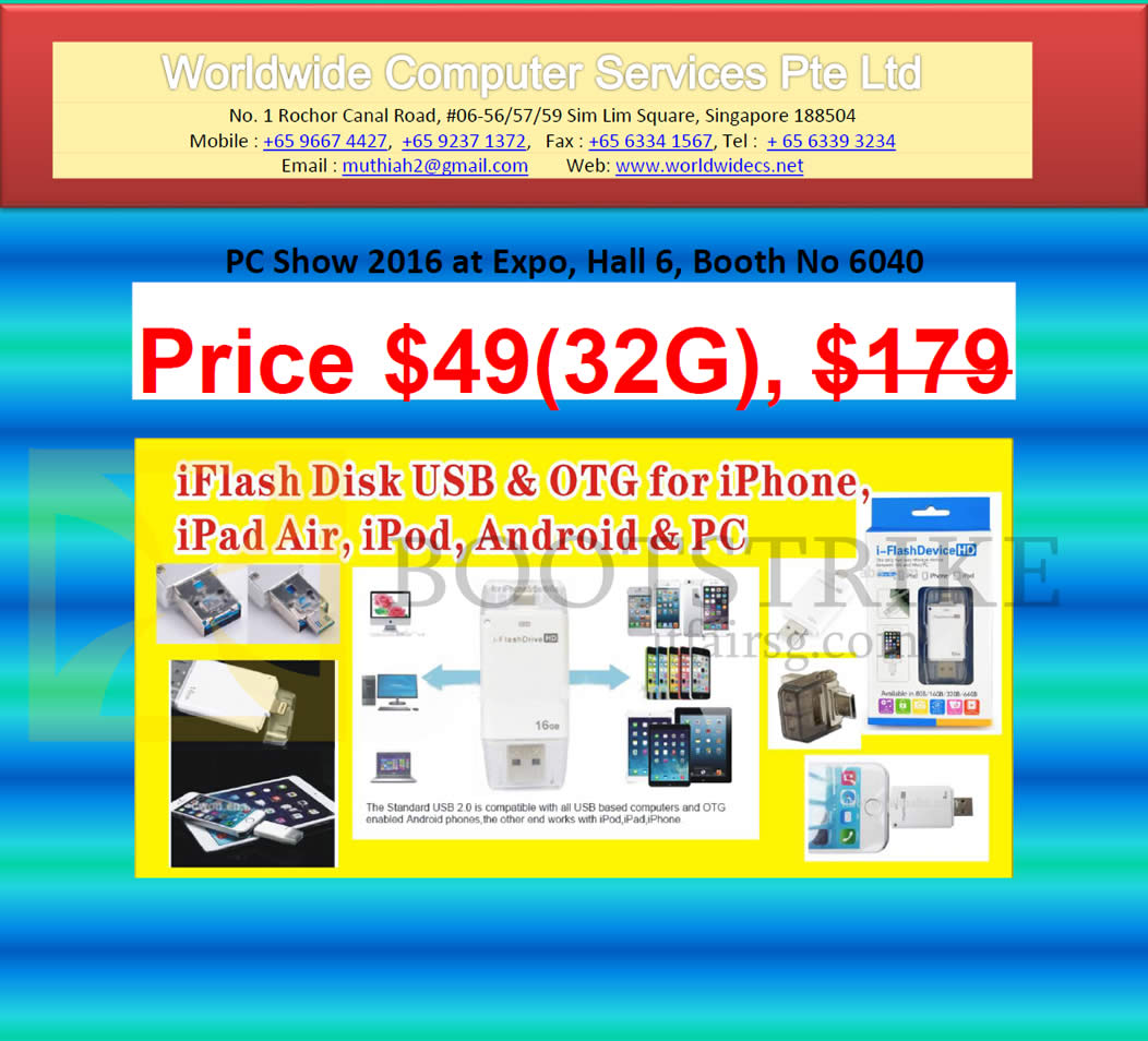 PC SHOW 2016 price list image brochure of Worldwide Computer Services IFlash Disk USB N OTG For Iphone, PC