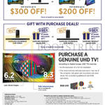 TVs (No Prices) Purchase With Purchase Deals, Gift With Purchase Deals