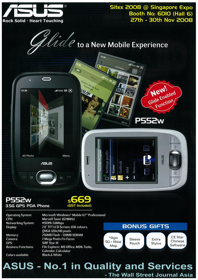 Sitex 2008 price list image brochure of ASUS Gps Pda Mobile Page 1 - Vr-zone Tclong
