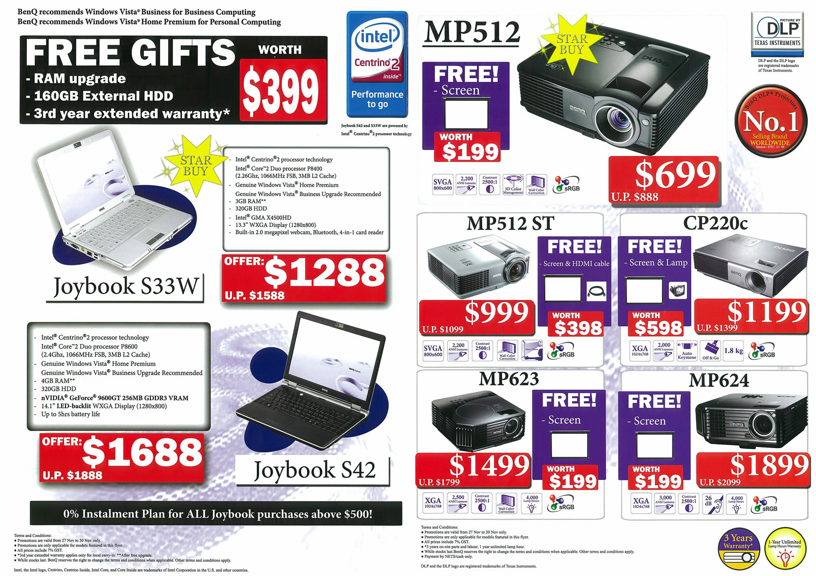 Sitex 2008 price list image brochure of BenQ Notebooks Projectors Page 2 - Vr-zone Tclong