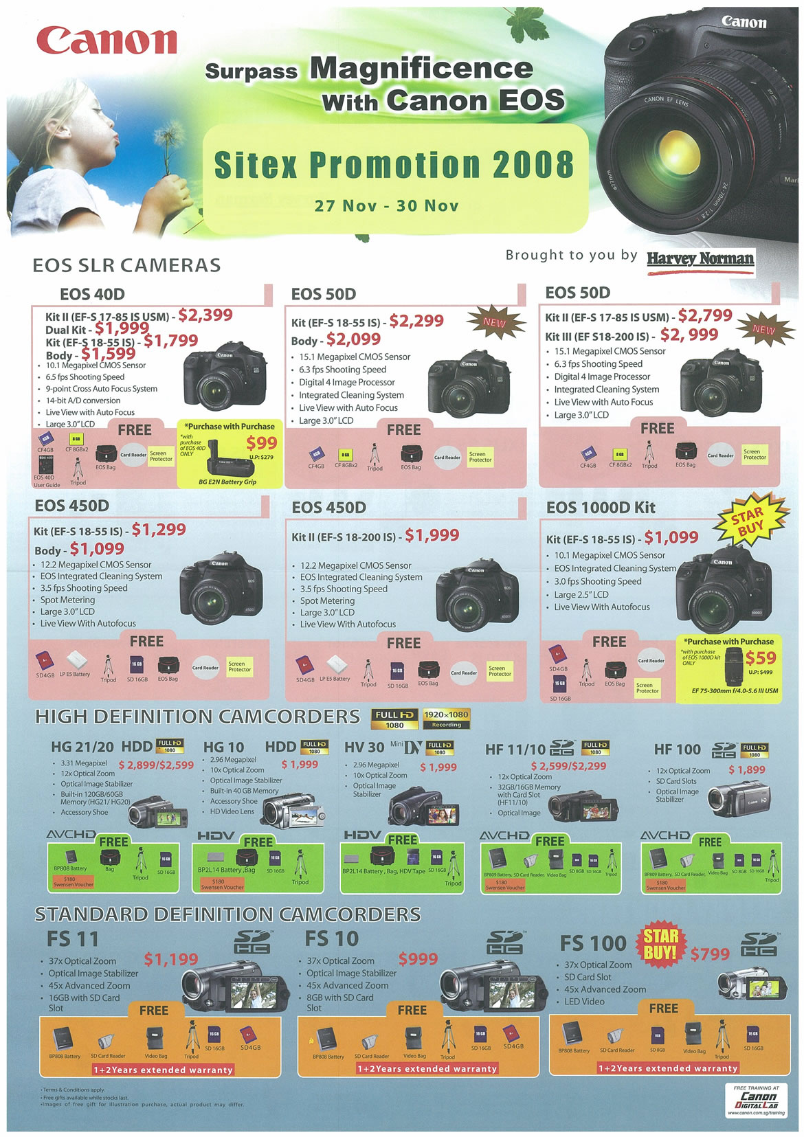 Sitex 2008 price list image brochure of Canon IXUS EOS Cameras Camcorders Page 2 - Vr-zone Tclong