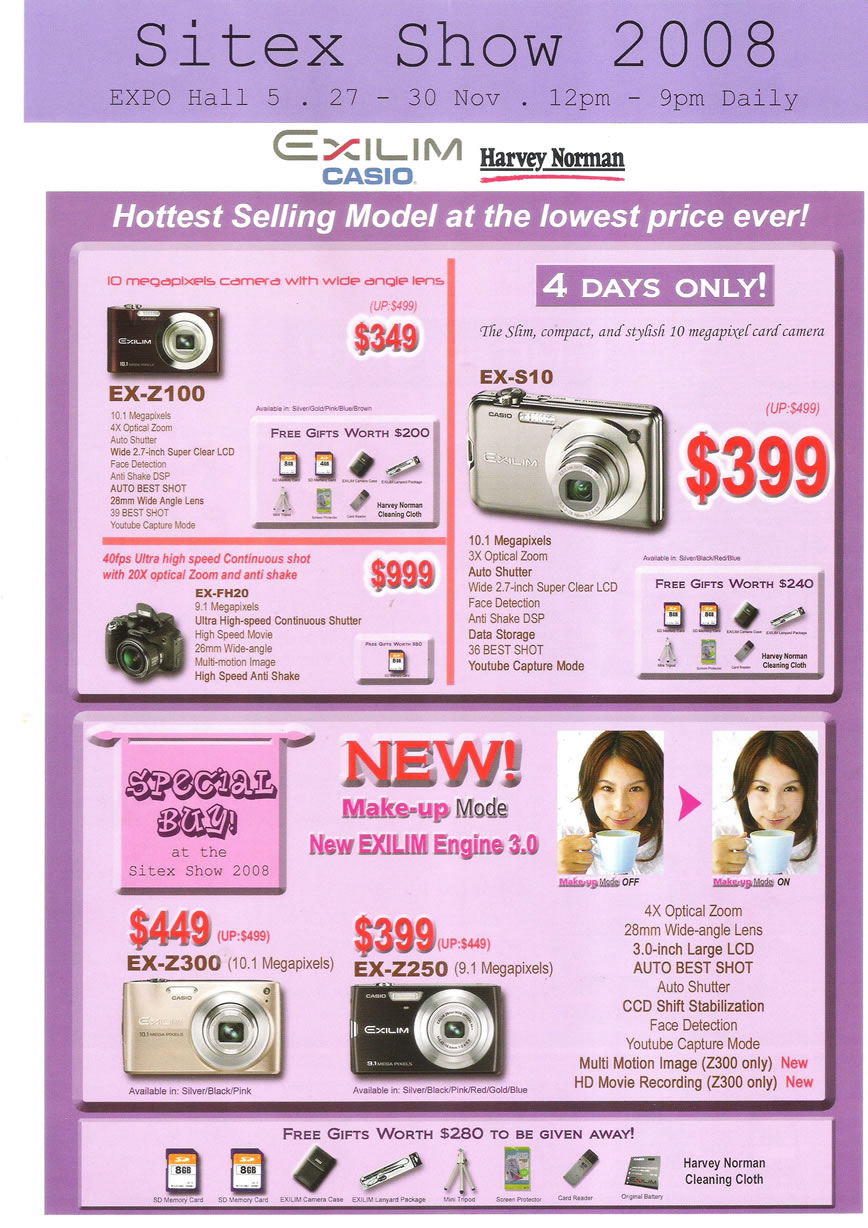 Sitex 2008 price list image brochure of Casio-Exilim Cameras 2