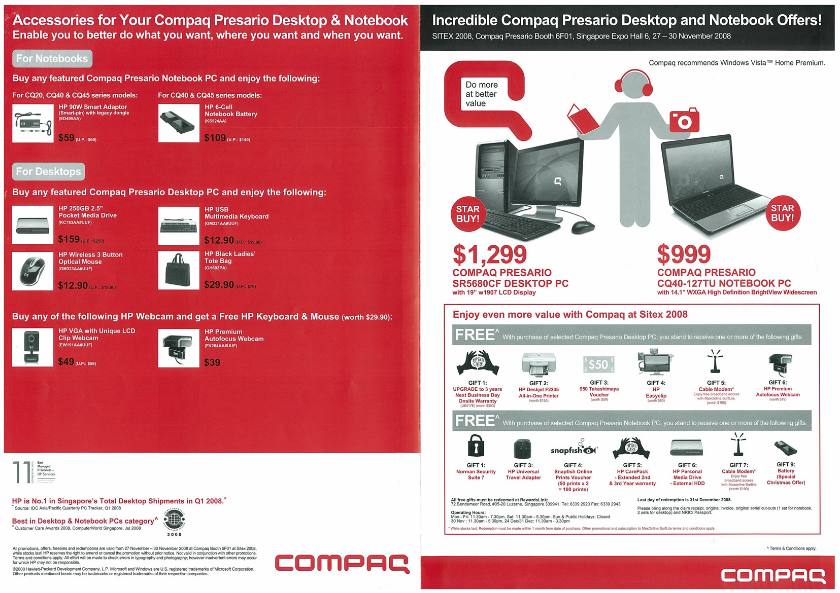 Sitex 2008 price list image brochure of Compaq Desktop Notebook PCs Page 1 - Vr-zone Tclong