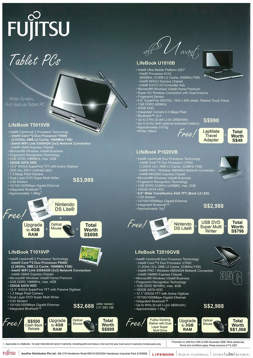 Sitex 2008 price list image brochure of Fujitsu 02 Notebooks Page 2 - Vr-zone Tclong