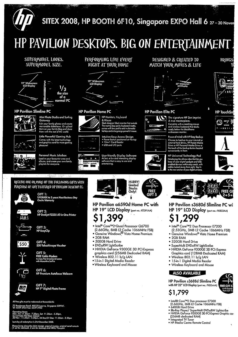 Sitex 2008 price list image brochure of HP Pavilion Desktops Page 1 - Vr-zone Tclong