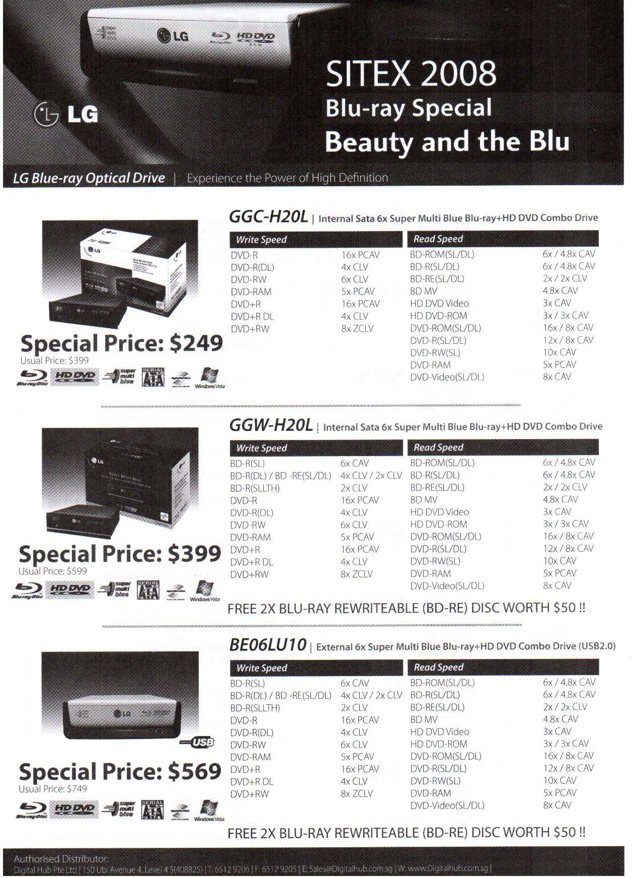 Sitex 2008 price list image brochure of LG Blu Ray Drives 4