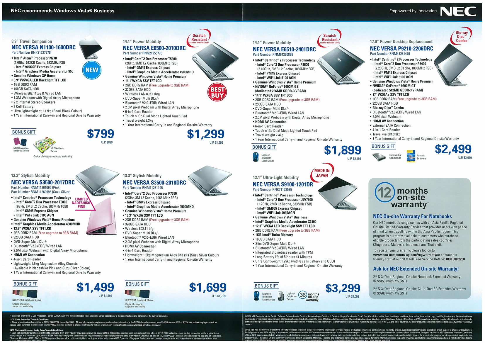 Sitex 2008 price list image brochure of NEC Notebooks Page 2 - Vr-zone Tclong