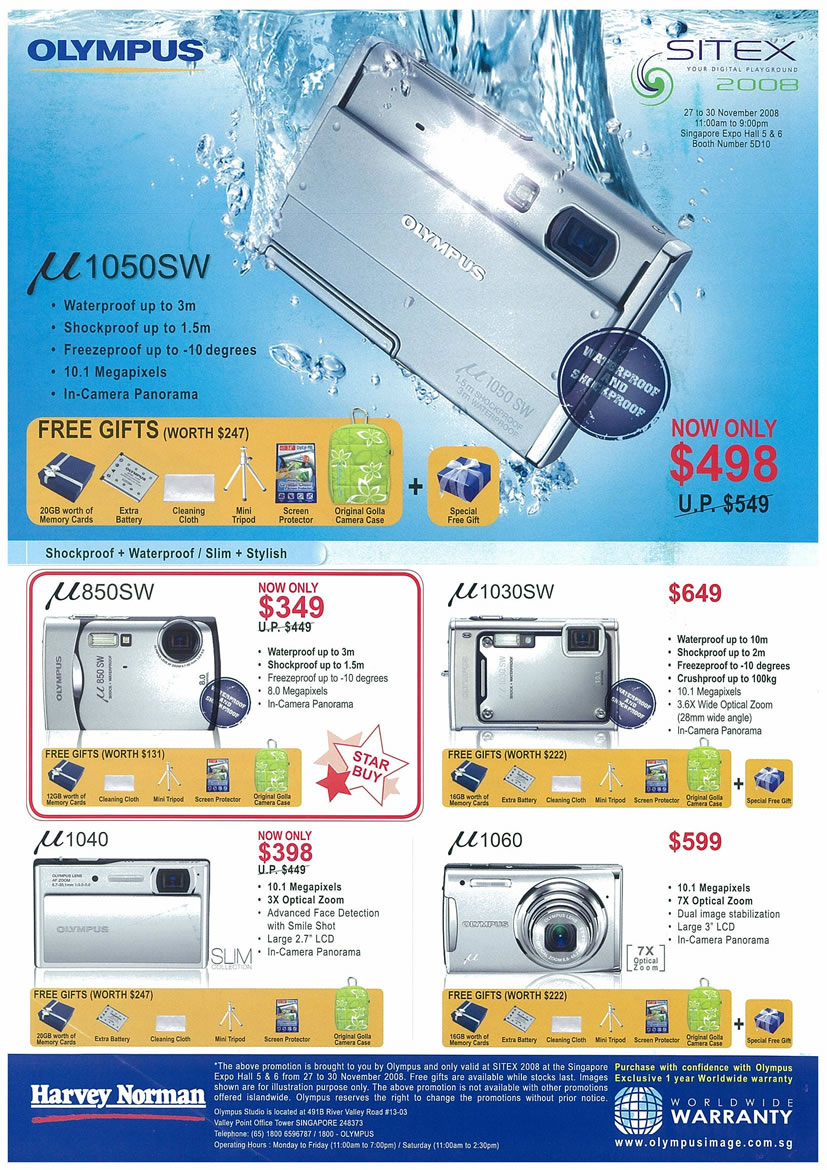 Sitex 2008 price list image brochure of Olympus Cameras Page 1 - Vr-zone Tclong
