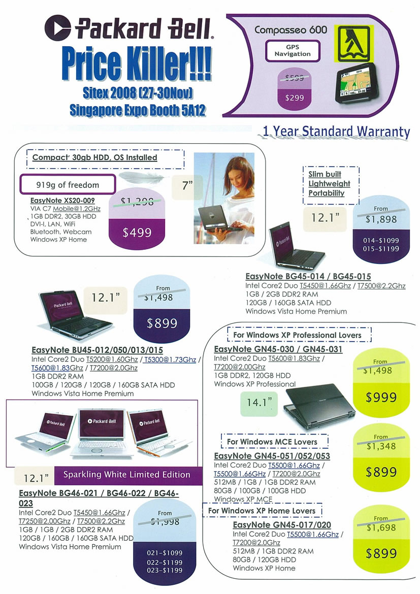 Sitex 2008 price list image brochure of Packard Bell Notebooks Page 1 - Vr-zone Tclong