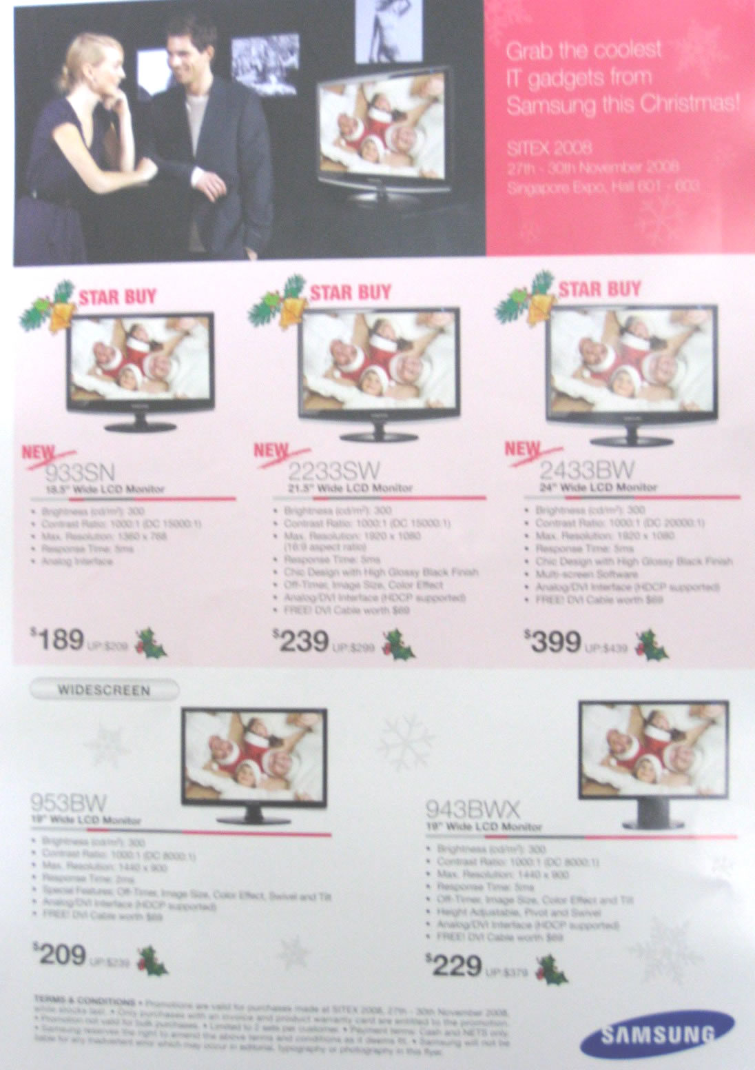 Sitex 2008 price list image brochure of Samsung Lcd Monitors 5