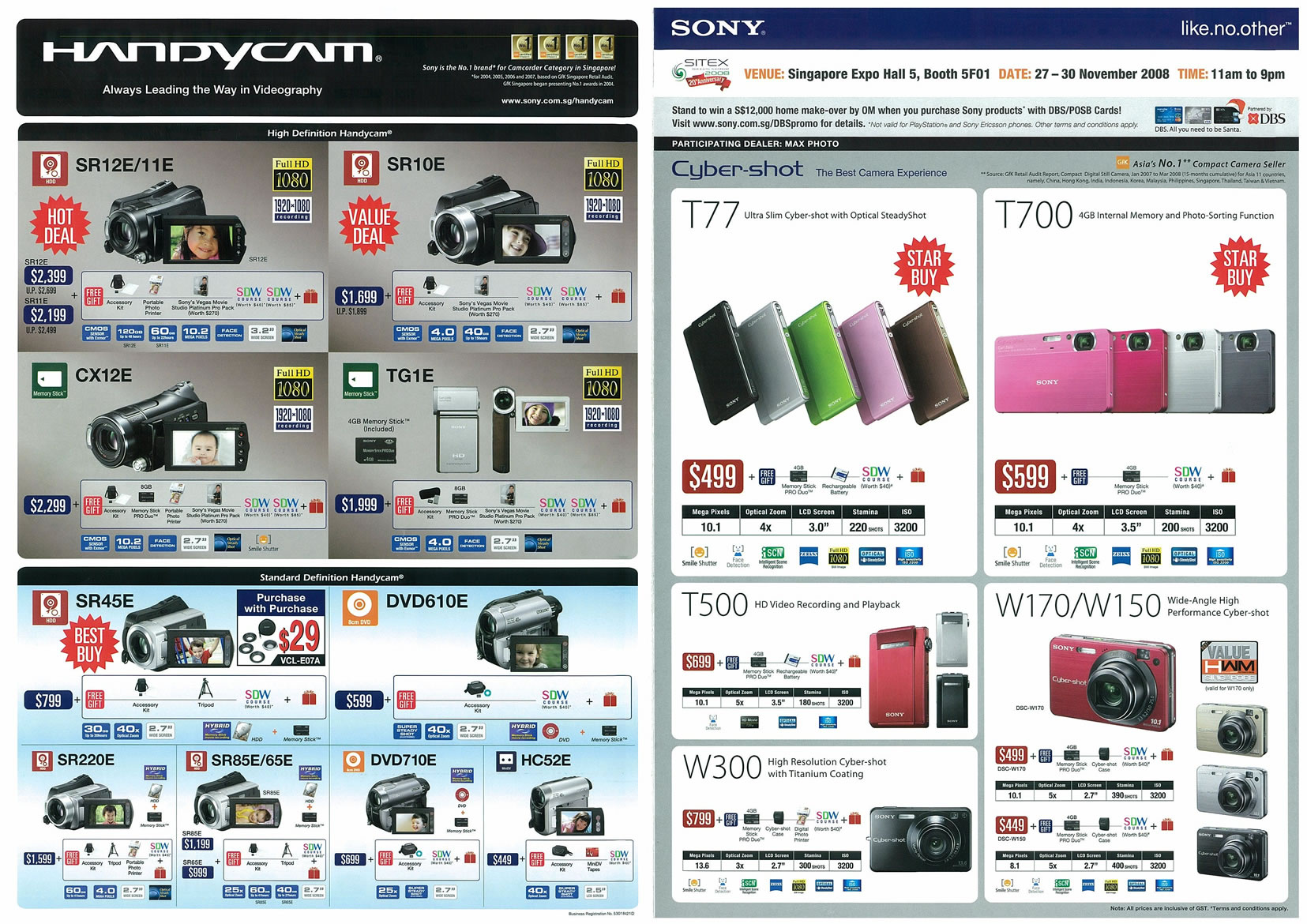 Sitex 2008 price list image brochure of Sony Handycam Cybershot Alpha Page 1 - Vr-zone Tclong