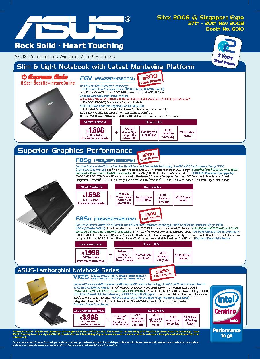 Sitex 2008 price list image brochure of Asus Sub Flyers Back