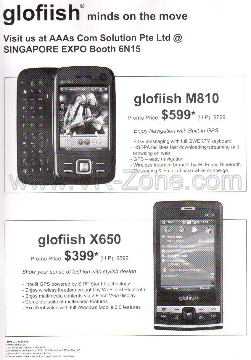Sitex 2008 price list image brochure of Glofiish Gps