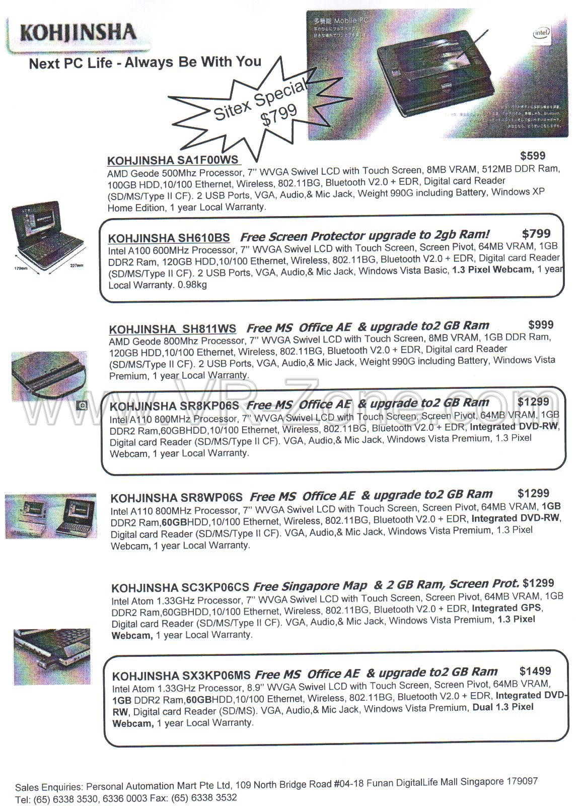 Sitex 2008 price list image brochure of Kohjinsha
