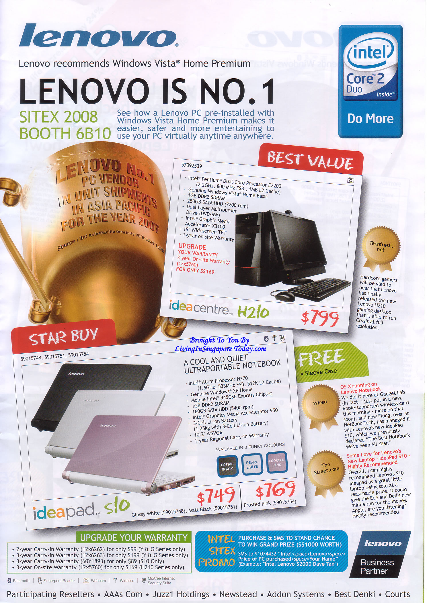 Sitex 2008 price list image brochure of Lenovo S10