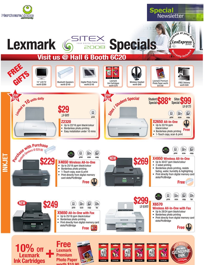 Sitex 2008 price list image brochure of Lexmark Printers 1