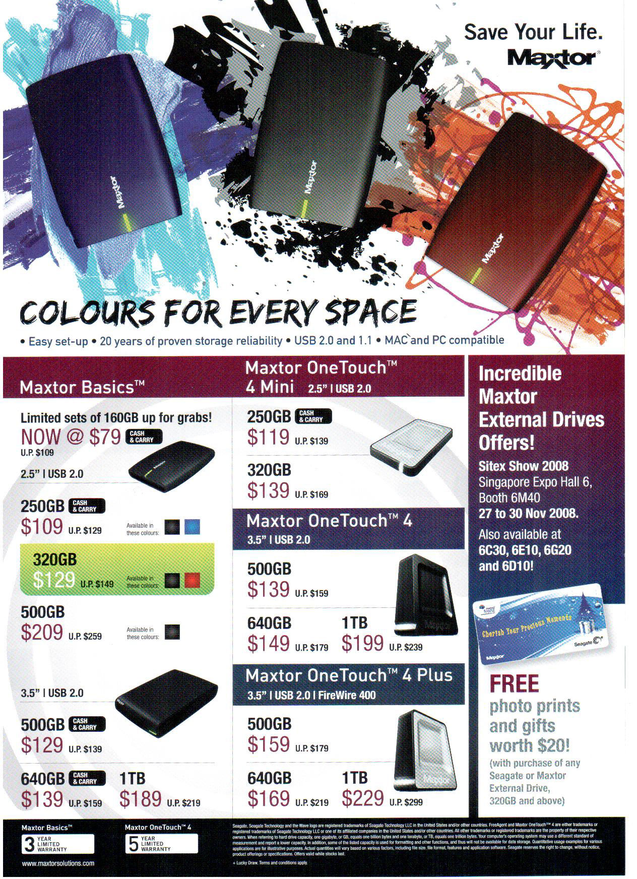 Sitex 2008 price list image brochure of Maxtor External Hard Drives 1
