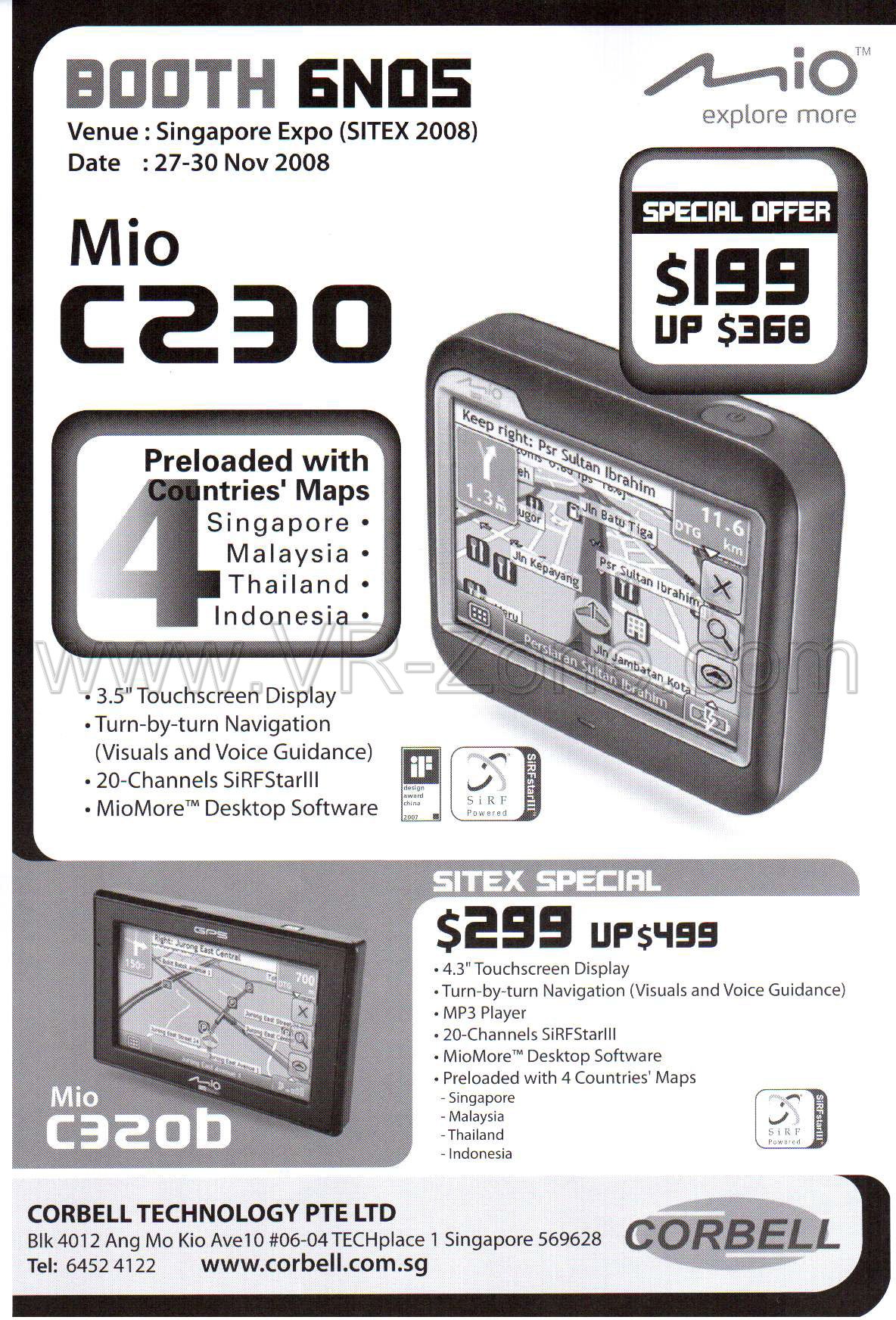 Sitex 2008 price list image brochure of Mio Corbell