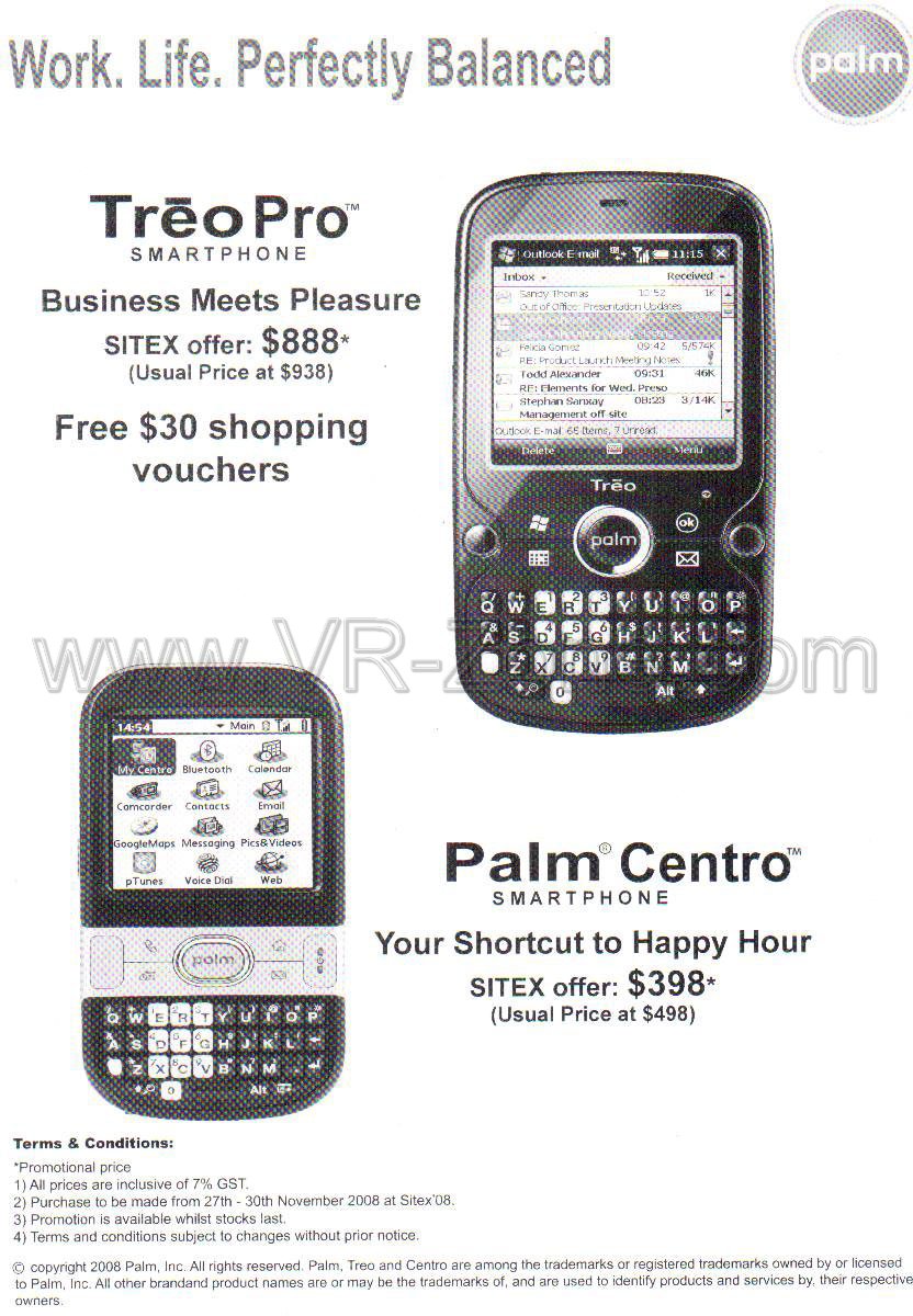 Sitex 2008 price list image brochure of Palm Treo