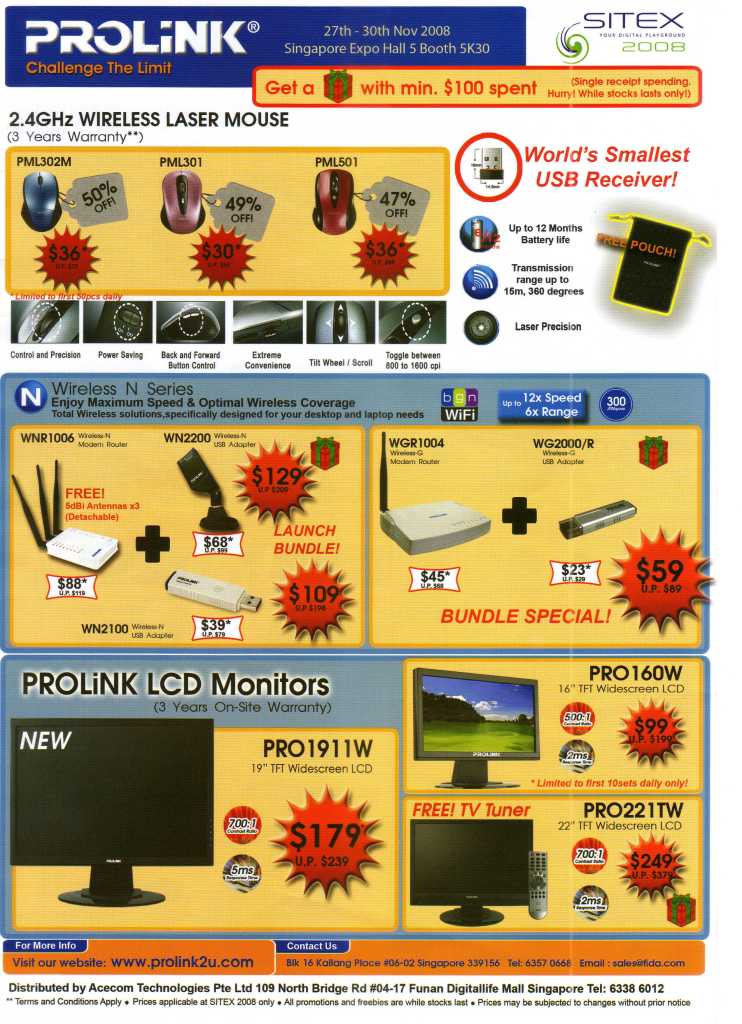 Sitex 2008 price list image brochure of Prolink 001