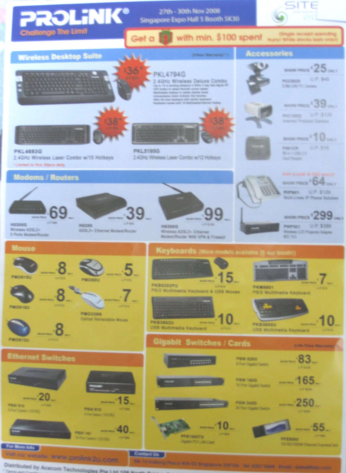 Sitex 2008 price list image brochure of Prolink 1