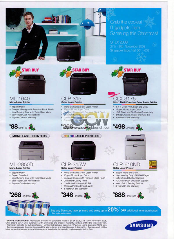 Sitex 2008 price list image brochure of Samsung Laser Printers 7
