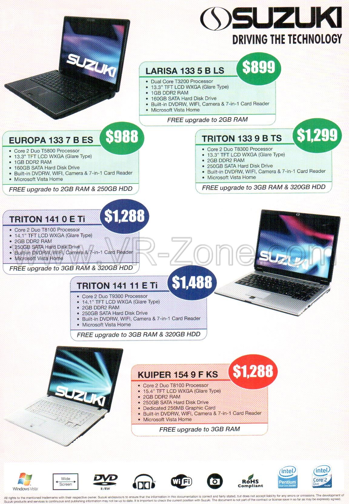 Sitex 2008 price list image brochure of Suzuki Notebooks 