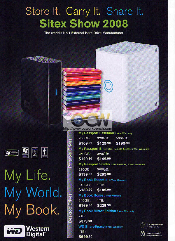 Sitex 2008 price list image brochure of Western Digital External Hard Drive