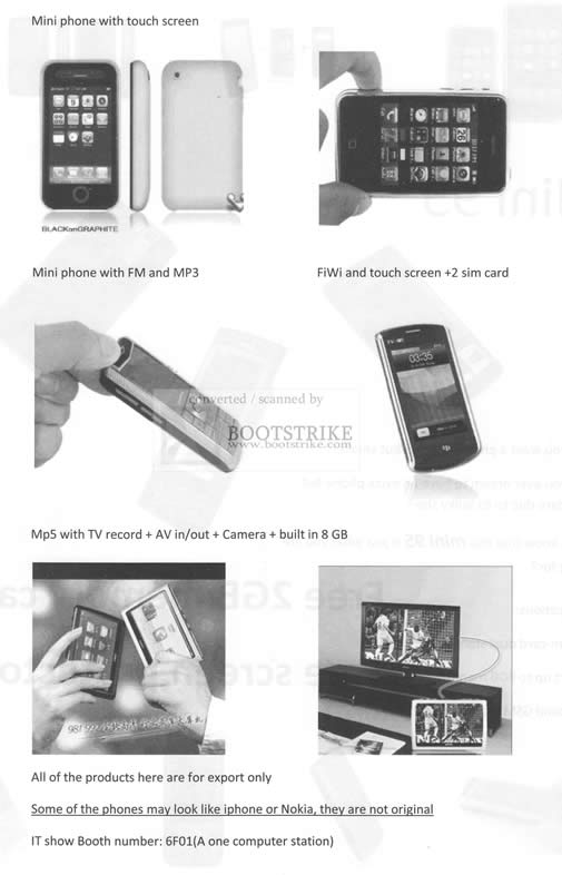 Sitex 2009 price list image brochure of A1 Computer Station Mini Mobile Phone FM MP3 Fiwi Mp5 TV Recorder