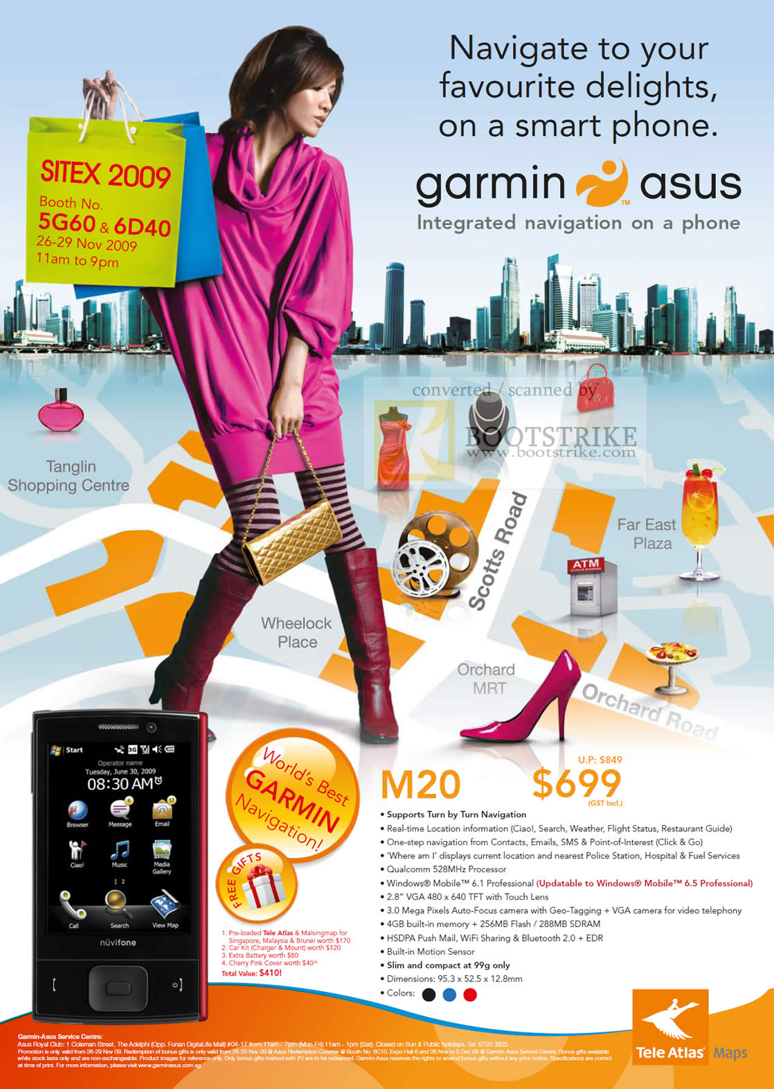 Sitex 2009 price list image brochure of ASUS Garmin Navigation M20 Phone TeleAtlas