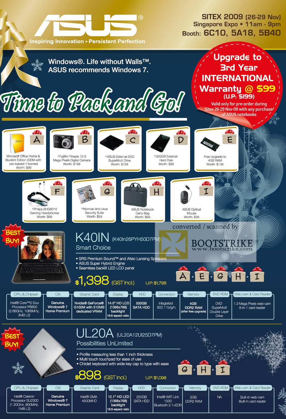 Sitex 2009 price list image brochure of ASUS K40IN UL20 Notebooks