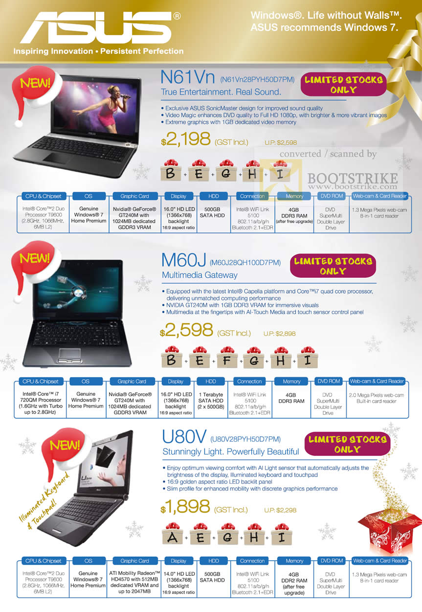 Sitex 2009 price list image brochure of ASUS Notebooks N61Vn M60J U80V