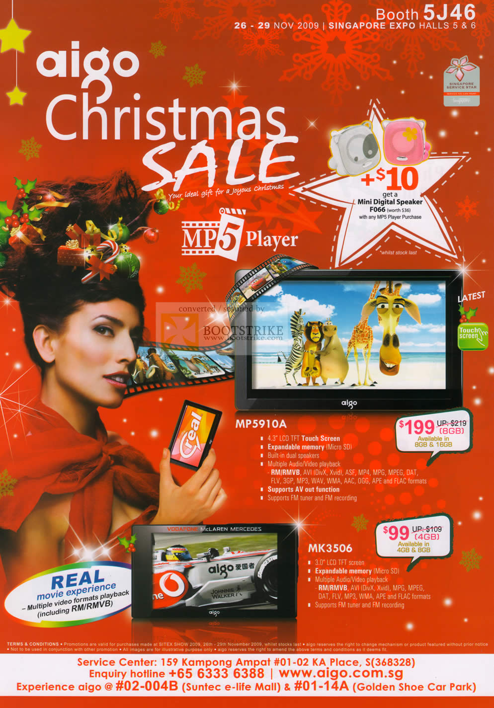 Sitex 2009 price list image brochure of Aigo MP5 Player MP5910A MK3506 RMVB Portable Media Player