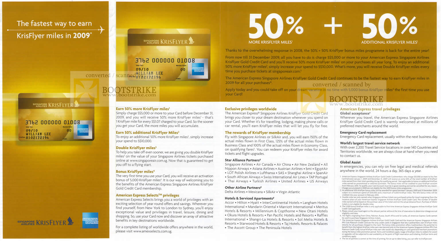 Sitex 2009 price list image brochure of American Express Singapore Airlines KrisFlyer Miles Credit Card