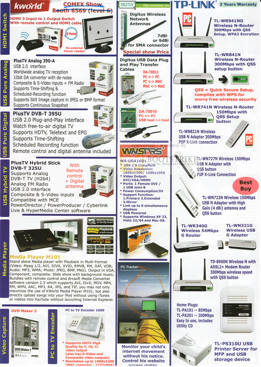 Sitex 2009 price list image brochure of Asia Radio KWorld TP Link PlusTV DVB Router Wireless Media Player