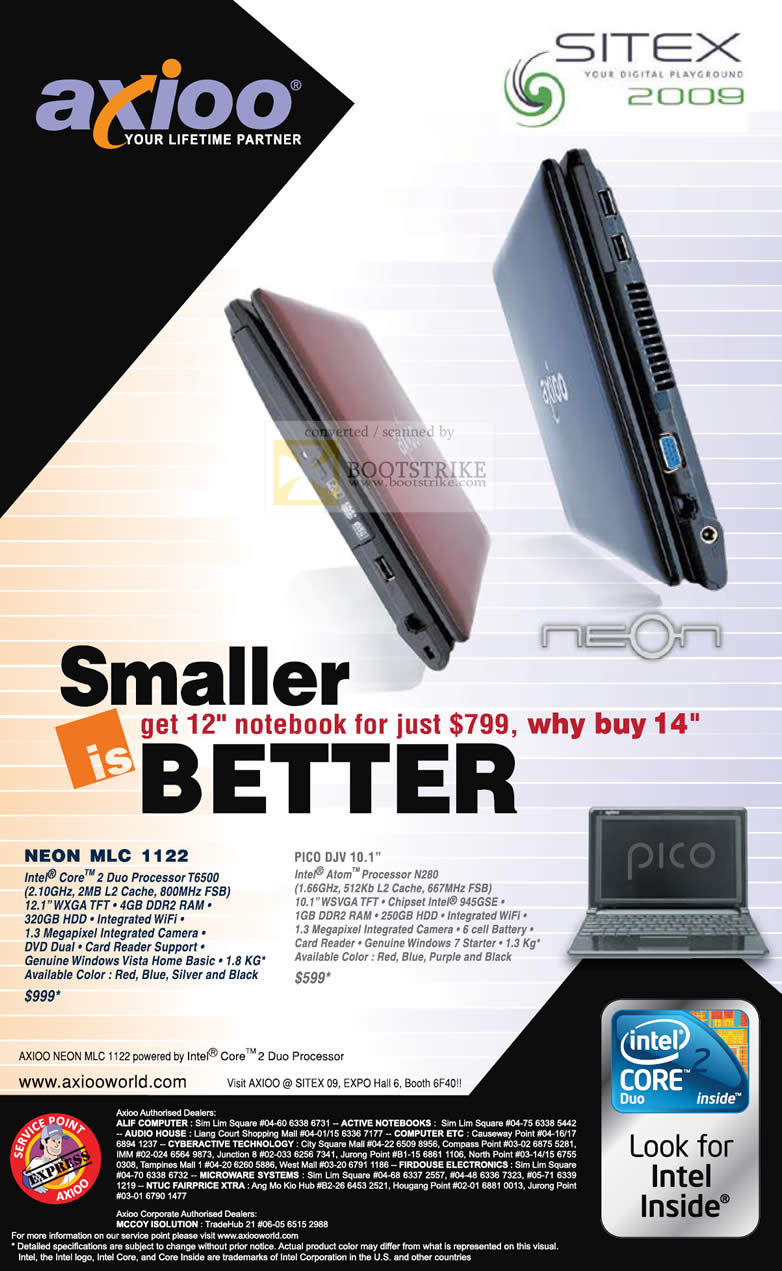 Sitex 2009 price list image brochure of Axioo Notebook Neon MLC 1122 PICO DJV