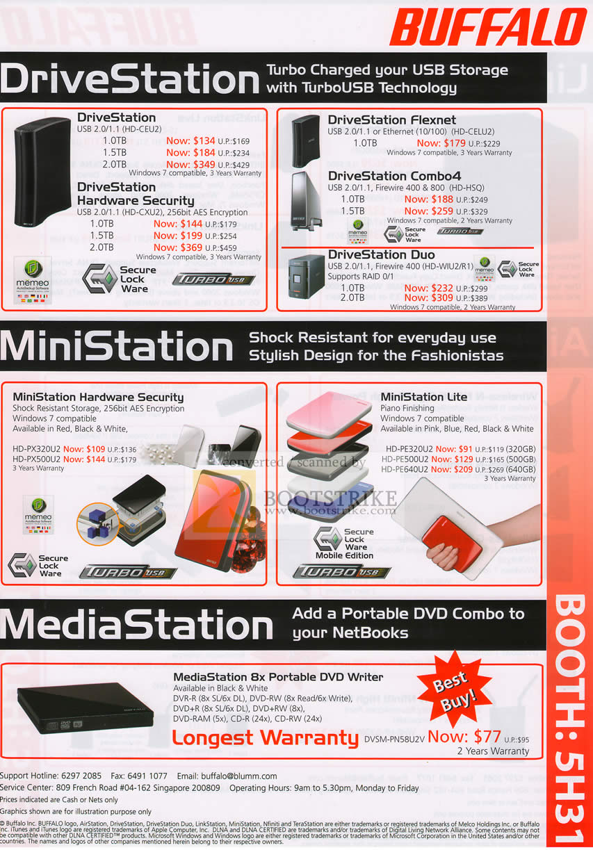Sitex 2009 price list image brochure of Buffalo DriveStation MiniStation MediaStation External Storage Drive DVD Writer