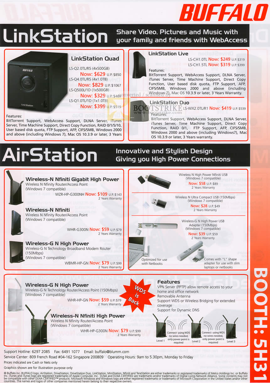 Sitex 2009 price list image brochure of Buffalo LinkStation AirStation Wireless G N Router Live Duo