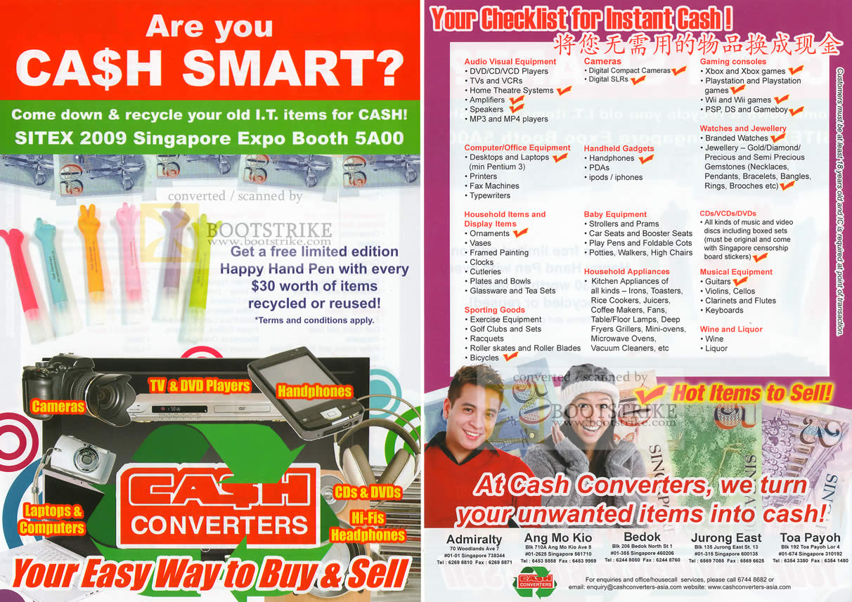 Sitex 2009 price list image brochure of Cash Converters Cash Trade In Checklist Hot List