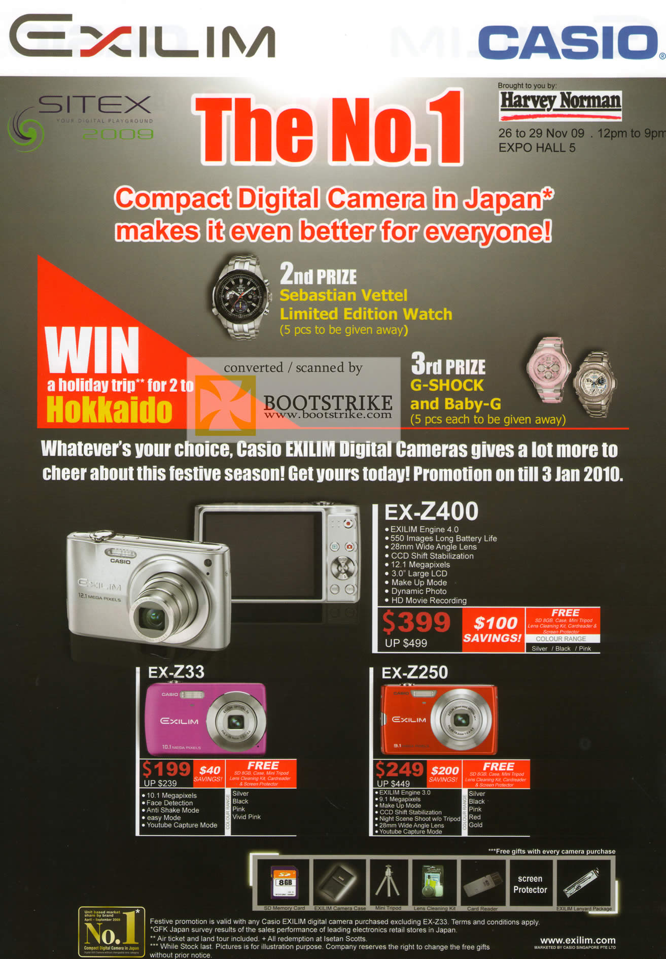 Sitex 2009 price list image brochure of Casio Exilim Digital Camera EX Z400 Z33 Z250